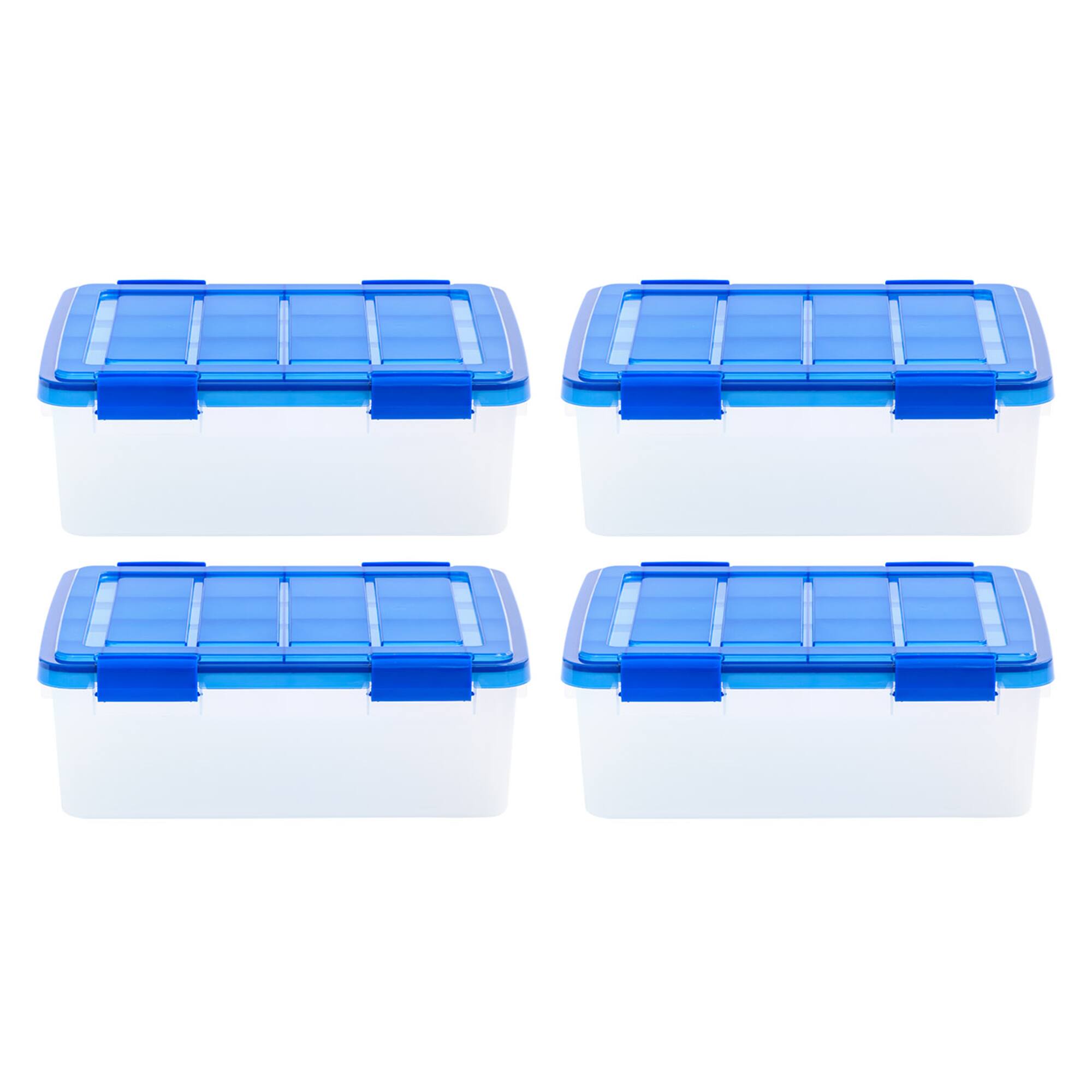 Iris® 6.5gal. Clear Plastic Storage Boxes With Blue Lid, 4 Pack